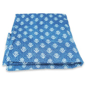 Handmade Indigo Blue Floral Block Printed Cotton Fabric